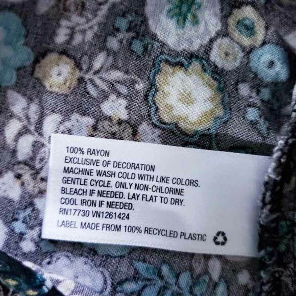 Floral Tunic Top Shirt Embroidered Keyhole Back Large Boho Country Grannycore - Picture 8 of 8